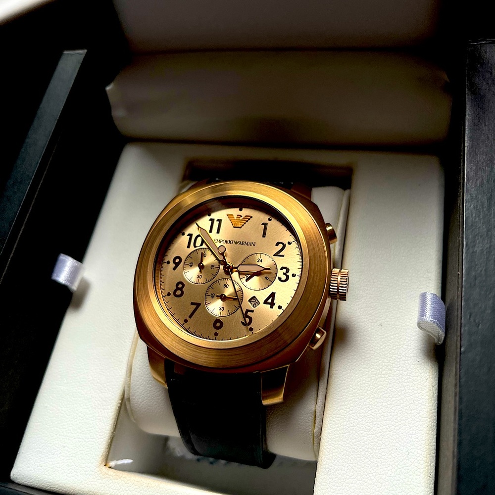Emporio Armani mens Rose Gold watch 44mm.